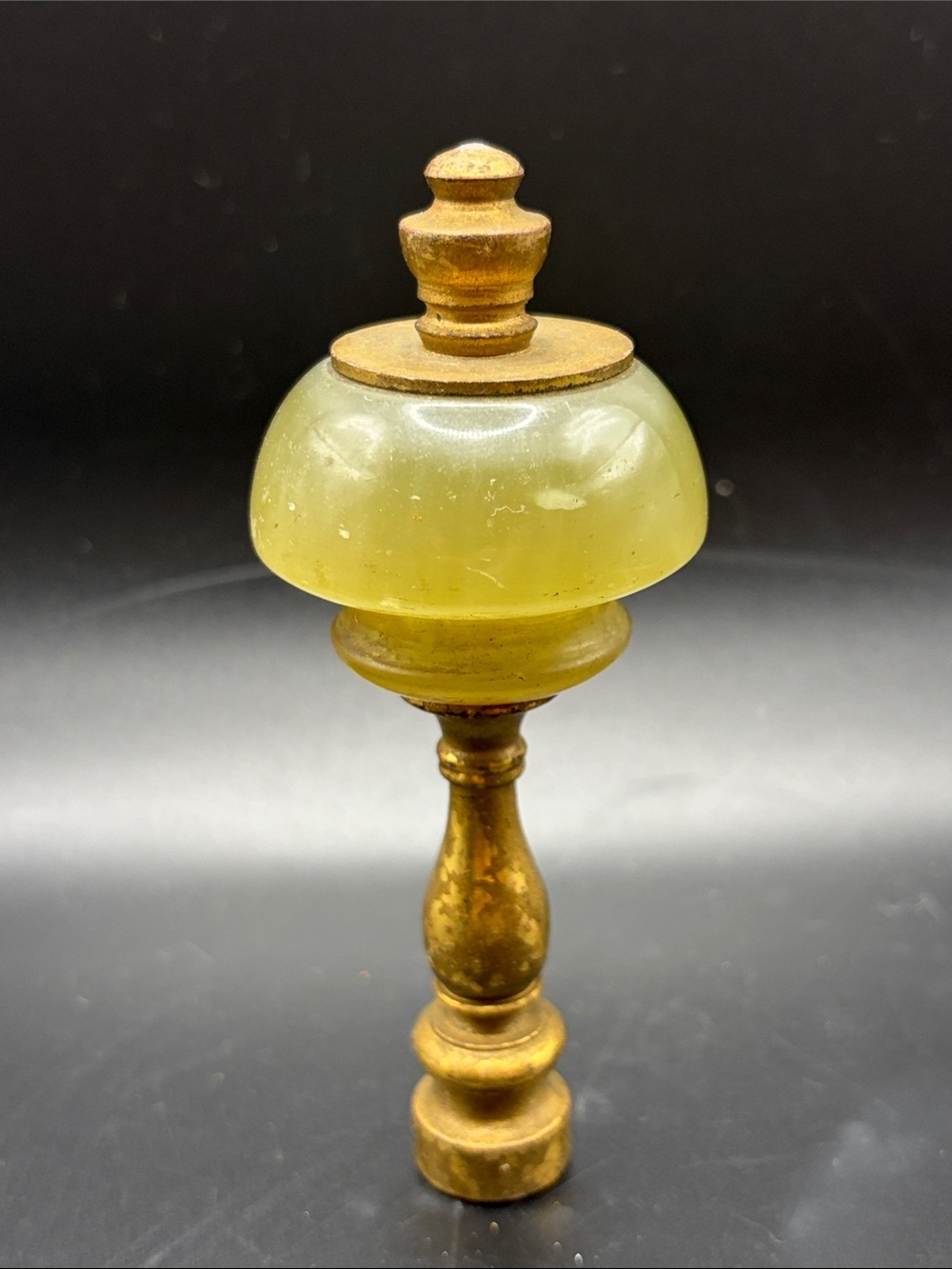 Vintage Brass & Polished Stone Lamp Finial Architectural Salvage Home Decor